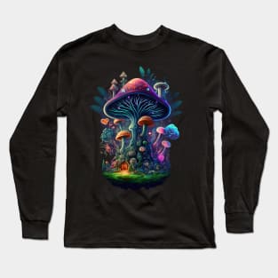 Mushroom Trippy Colorful Psychedelic Art Long Sleeve T-Shirt